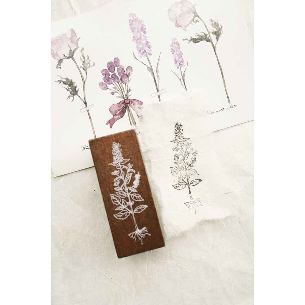 Con dấu gỗ trang trí sổ - Mẫu hoa lá vintage