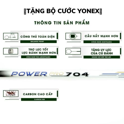 Vợt cầu lông 🎁Prokennex POWER PRO 704🎁BẢO HÀNH 6 THÁNG 🎁TẶNG KÈM TÚI NHUNG ĐỰNG VỢT🎁 QUẤN CÁN🎁BỘ CƯỚC YONEX🎁