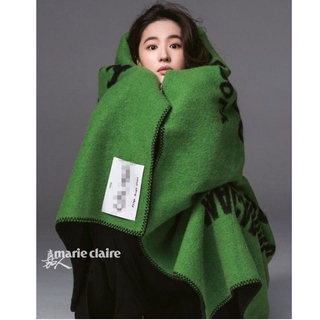 Khăn Choàng Cổ Vải Cashmere Dày Dặn Giữ Ấm In Chữ Màu Xanh Lá