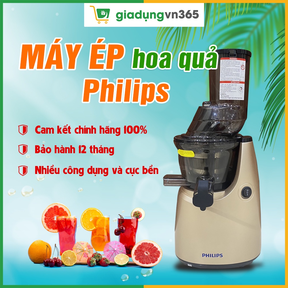 Máy ép trái cây Philips HR 1968, máy ép chậm trái cây công nghệ Thái Lan giữ nguyên dưỡng chất vitam
