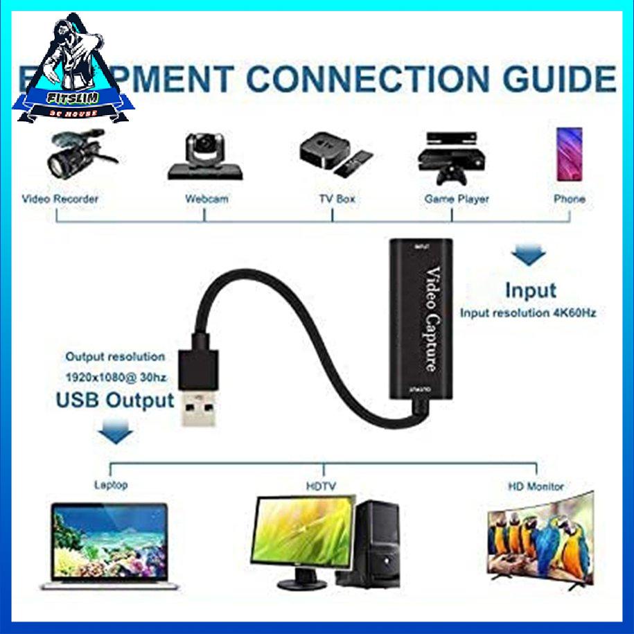 Capture Card USB 3.0 to HDMI Tương thích với đầu ghi video Capture Box Converter [8/4]