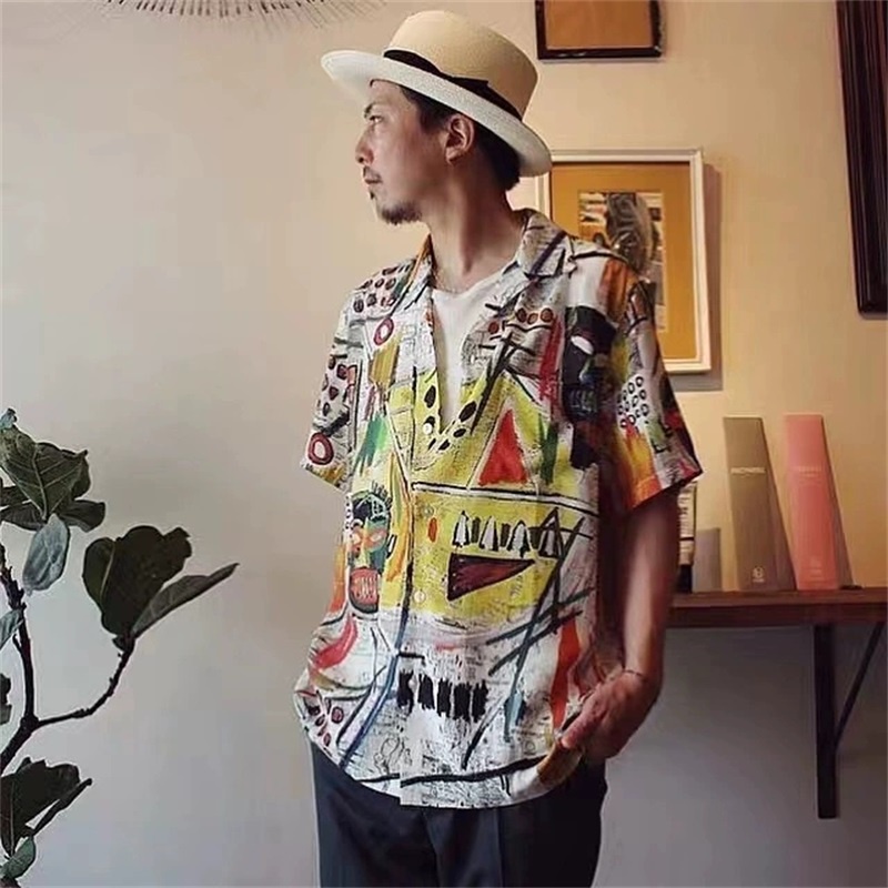 Áo Sơ Mi Tay Ngắn In Hình WACKO MARIA Plus Size Cho Nam Nữ