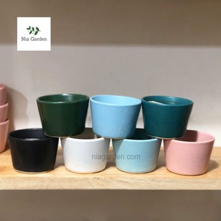 Chậu cốc nhỏ bằng sứ nhiều màu trồng sen đá, lá may mắn
