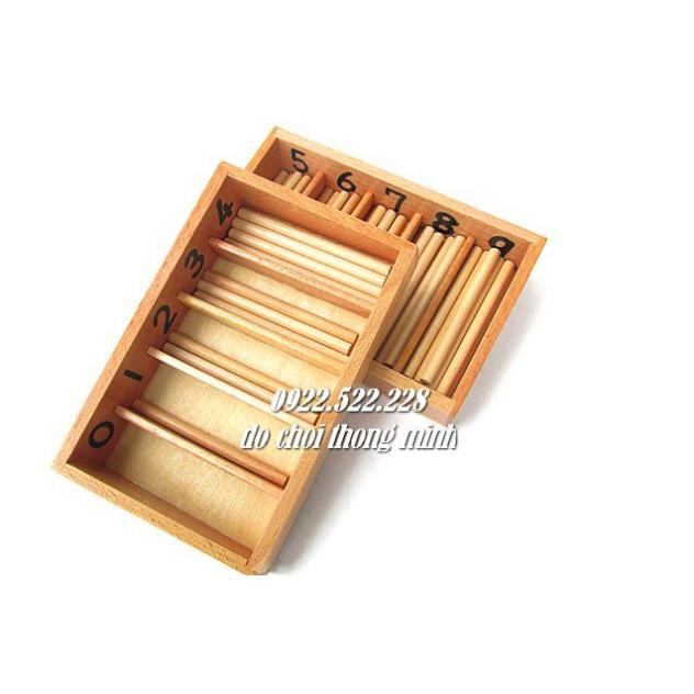 Bộ que tính to - Giáo cụ Montessori Spindle Box With 45 Spindles