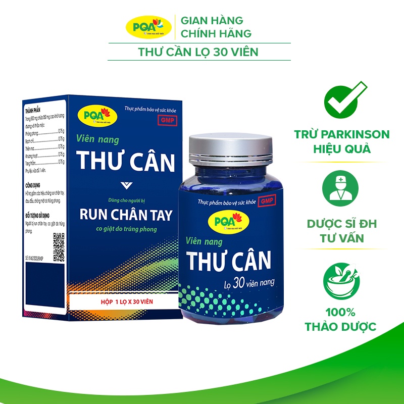 Thư Cân PQA Hỗ Trợ Giảm Các Triệu Chứng Run Chân Tay, Đau Đầu, Chóng Mặt Do Trúng Phong Hộp 30 Viên
