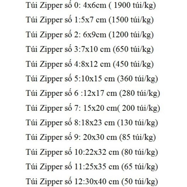 Túi zip ( zipper chỉ đỏ dày, loại 1 )