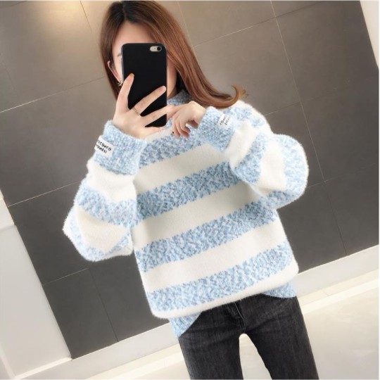 Áo Len Nữ Kẻ Mờ Pha Màu Dày Dặn, Ấm Thời Trang Hàn Quốc - LKEMO | BigBuy360 - bigbuy360.vn