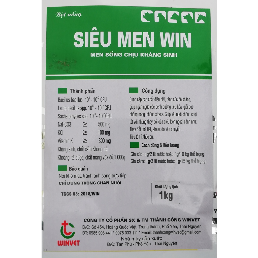 1kg SIÊU MEN WIN Men sống chịu kháng sinh