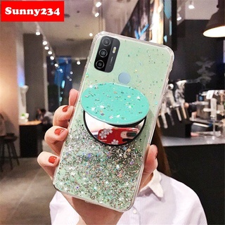 Ốp điện thoại kim tuyến có gương kiêm giá đỡ cho oppo a53 2020 a54 a52 a92 a15 a15s f5giá đỡ điện thoại