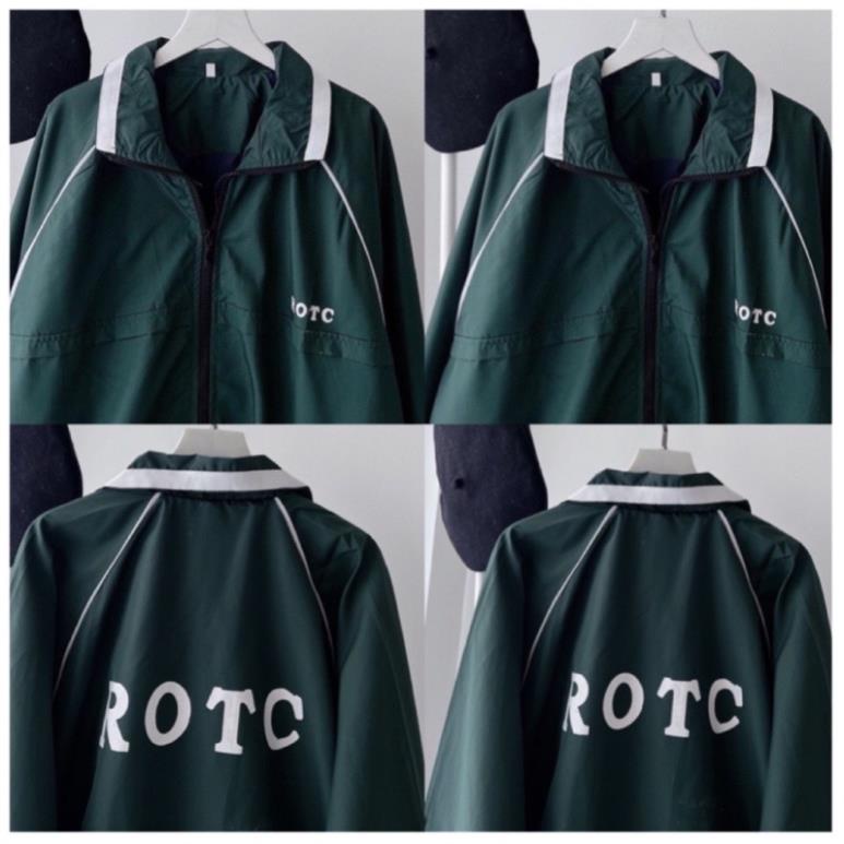 Áo Khoác Gió ROTC Màu Xanh Lá Đậm Hottrend  Unisex Form Rộng 2 Lớp(Hàng Sẵn)