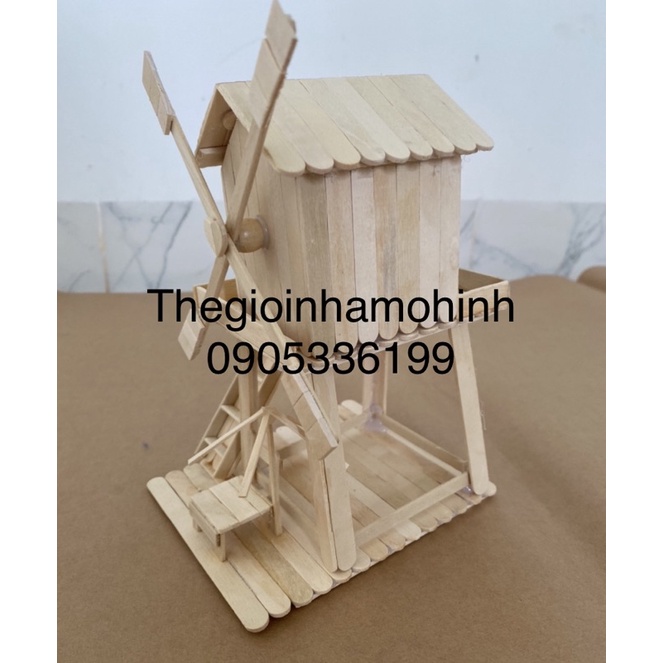 Nhà mô hình, mô hình cối xay gió, nhà que kem, que kem handmade