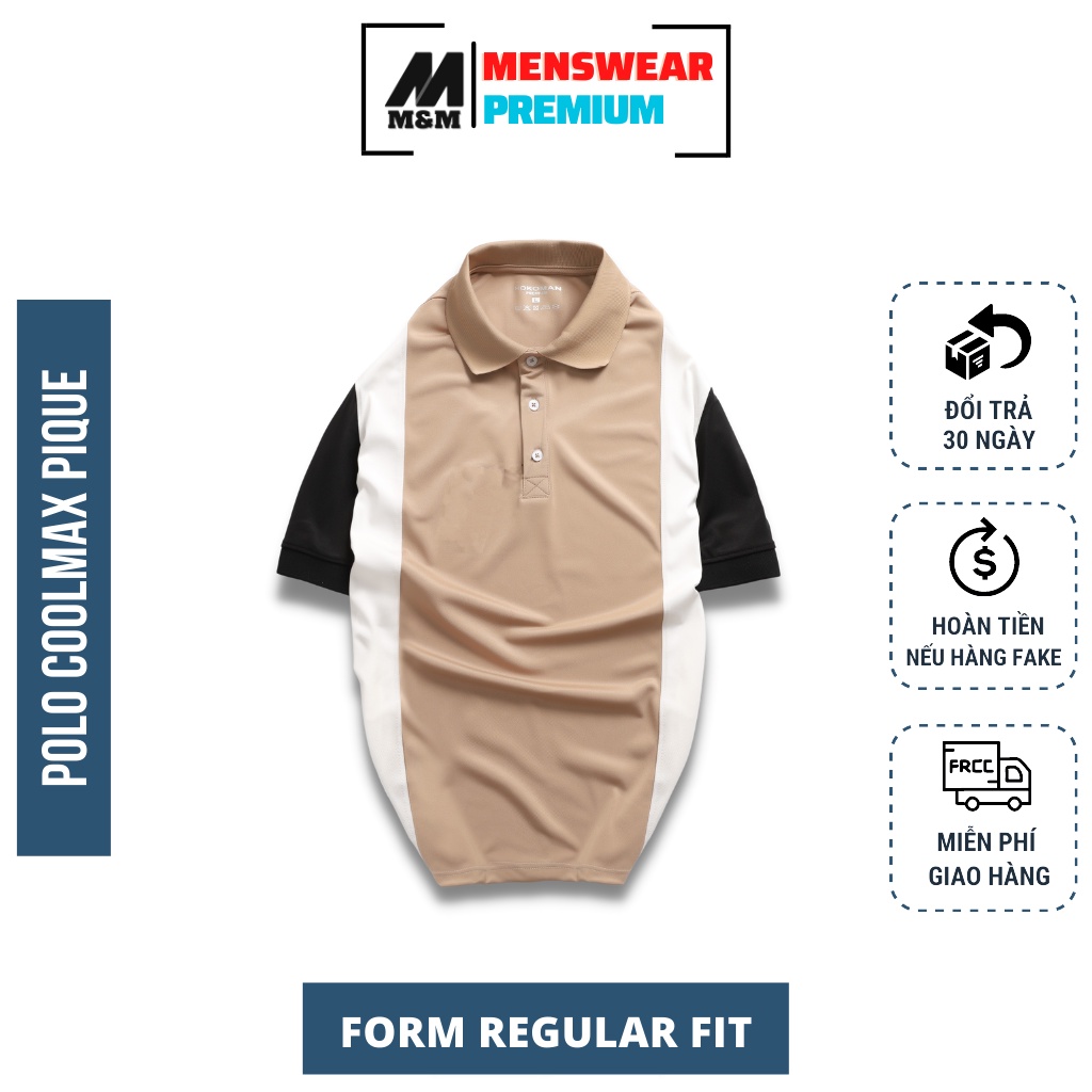 Áo Thun Nam Polo M&amp;M, Áo Thun Polo Cổ Bẻ Tay Ngắn Phối Sọc Vải Cotton CoolMax Pique Xuất Xịn Chuẩn Form Dày Dặn HC105
