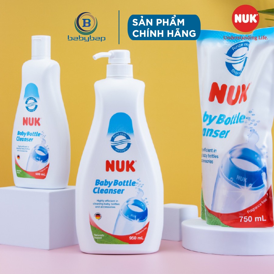Nước Rửa Bình Sữa NUK Chai 500ml/750ml/950ml Loại Bỏ Protein Trong Sữa, Bã Cặn Hay Dư Lượng Nước Trái Cây