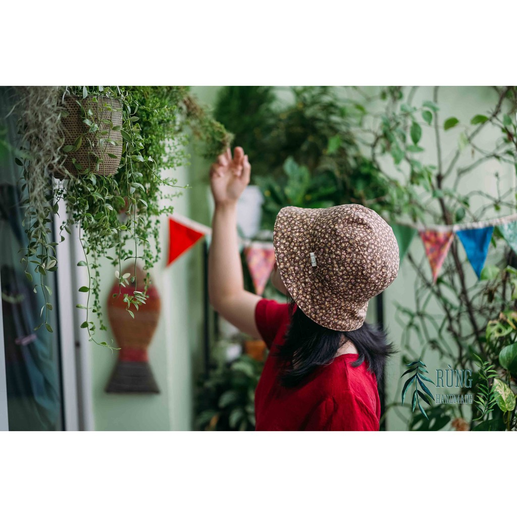 Mũ vải bucket handmade đội được 2 mặt