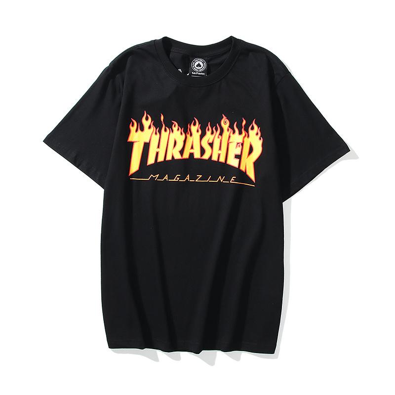 THRASHER Fashion pure cotton pattern men's women's short-sleeved T-shirt couple tee unisex  #6636