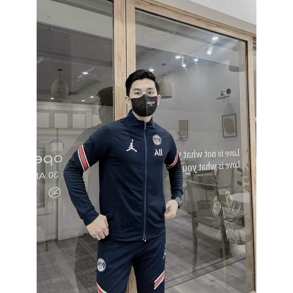 Bộ thun thu đông PSG 21/22 xanh đen
