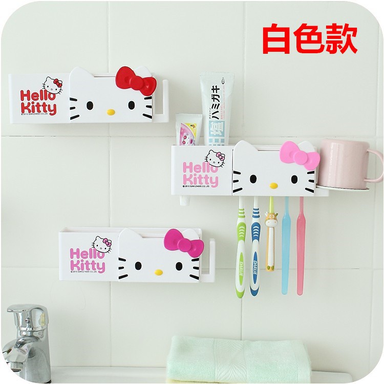 Giá Đỡ Bàn Chải Và Kem Đánh Răng Gắn Tường Hình Hello Kitty Sáng Tạo