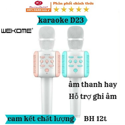 NEW Mic Karaoke WK D23 Hỗ Trợ Ghi Âm Kết Nối Bluetooth Cắm Được USB Và Thẻ Nhớ CHÍNH HÃNG