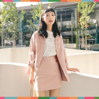 SET VEST HỒNG 💕 Freeship 💕 Giảm 5K (Nhập Mã AOPH5K) ÁO KHOÁC + CHÂN VÁY KAKI ULZZANG