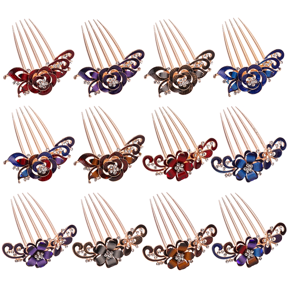 Trâm Cài Tóc Hình Hoa Đính Đá Lấp Lánh Cho Cô Dâu