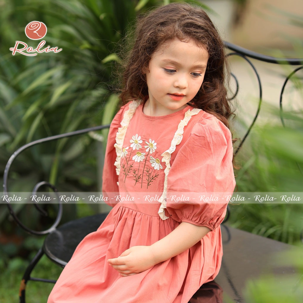 Váy bé gái thêu hoa ROLIA Clara Mi chất thô Hàn cao cấp, mềm nhẹ mát, lên dáng xinh đáng yêu VT106