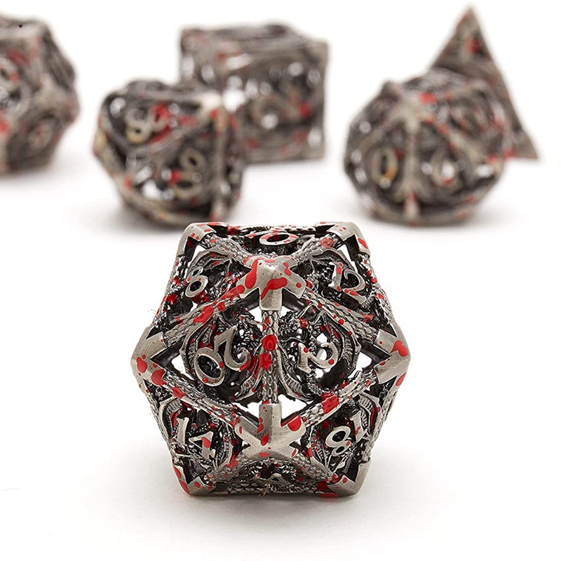 Bộ Xúc Xắc Bằng Kim Loại Polyhedral Sử Dụng Cho MTG Pathfinder D and D20 D12 D10 D8 D6 D4
