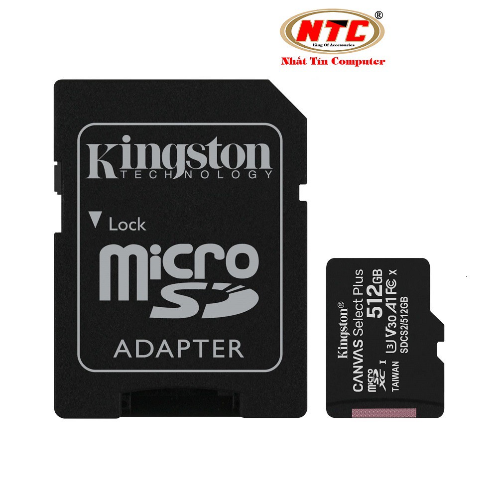 Thẻ nhớ microSDXC Kingston Canvas Select Plus 512GB U3 V30 A1 R100MB/s W85MB/s (Đen) - Kèm Adapter