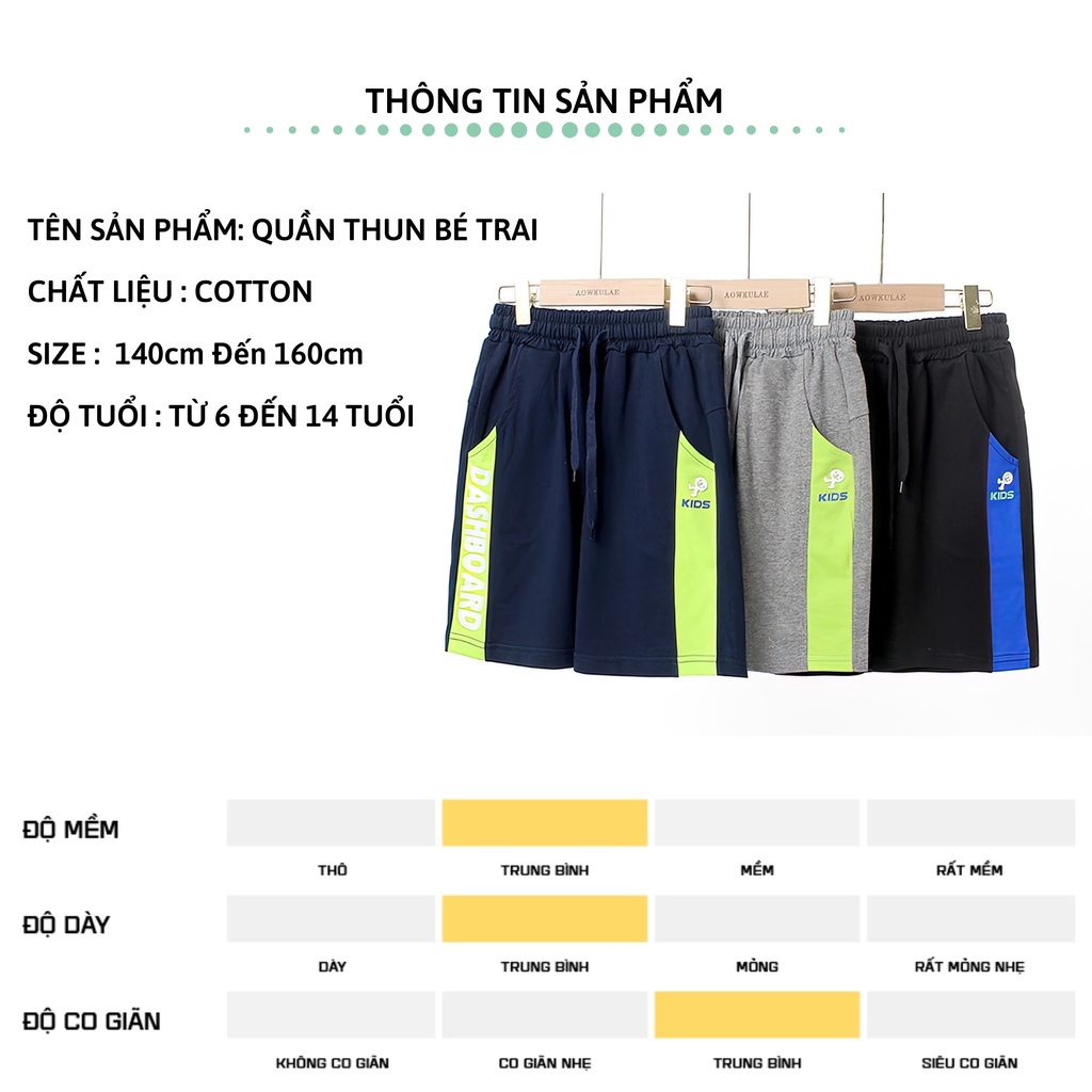 Quần short bé trai 27Kids  AKL Aowkulae Quần đùi thể thao nam cho trẻ từ 6-14 tuổi BSPS8