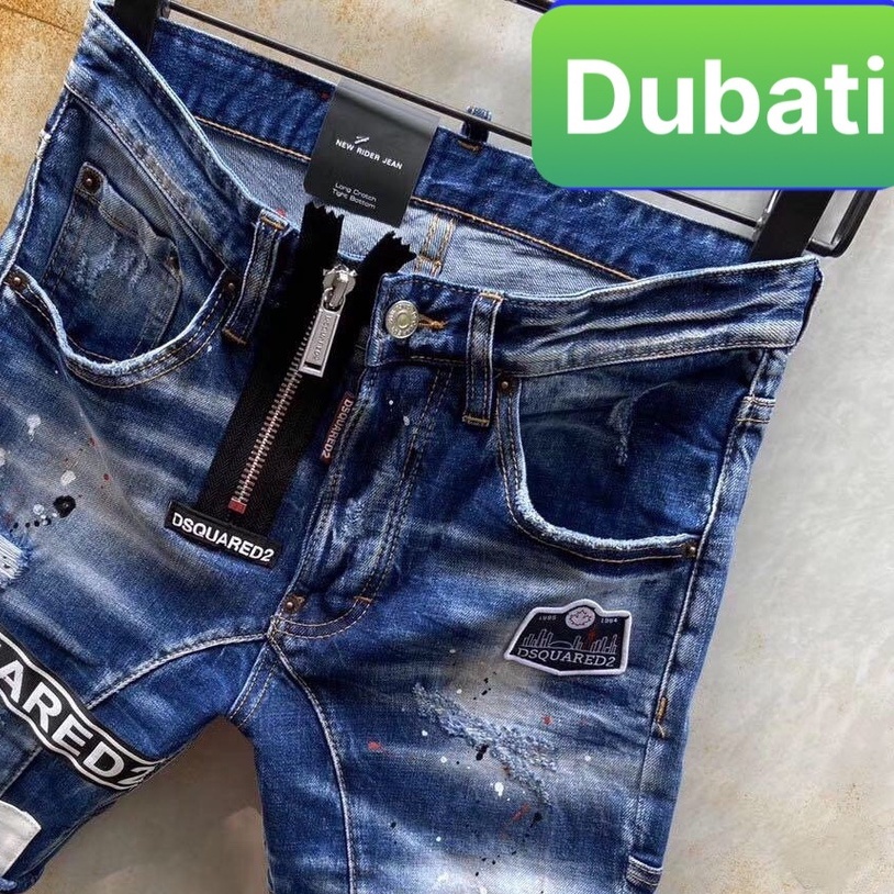 QUẦN SỌT SHORT LỬNG JEAN NAM CHẤT BÒ XANH ĐẬM THÊU CARO CUTE -DB 74 - DUBATIFASHION