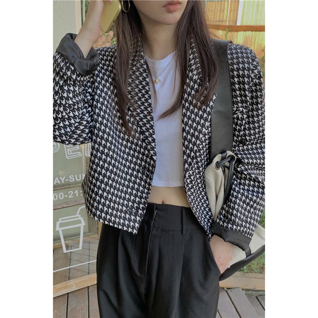 xa xa (ORDER) Áo khoác blazer mỏng nhẹ mùa hè thu kẻ sọc cổ bẻ dáng ngắn style retro Hàn Quốc (HÀNG_MỚI_VỀ) h h