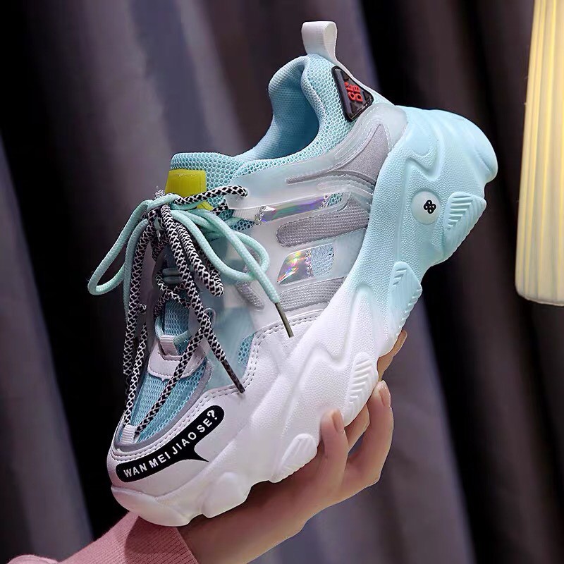 FREE SHIP giày thể thao nữ phối màu 2 dây đốm tròn độn đế 5cm cực xinh | BigBuy360 - bigbuy360.vn