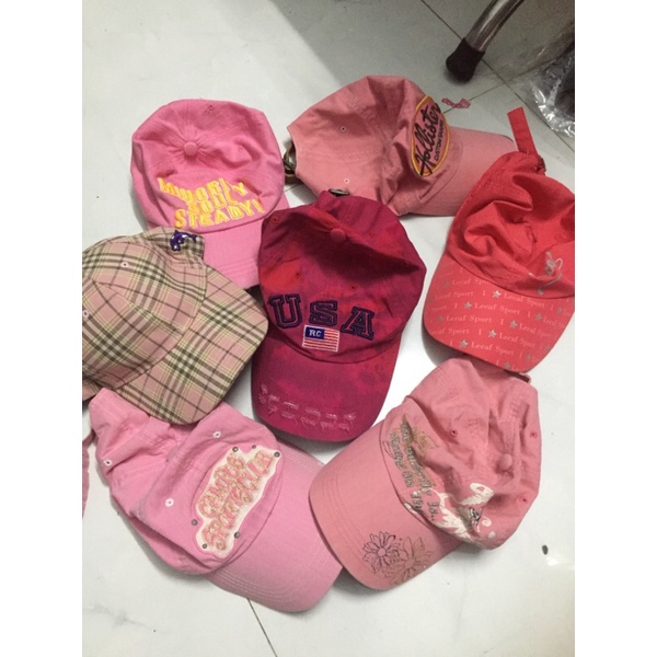 Mũ nón kết nón lưởi trai màu hồng,thuể chử