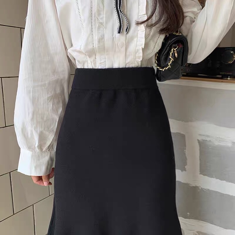 Chân váy đuôi cá dáng dài chất len tăm dày dặn co giãn, Chân váy siêu hot