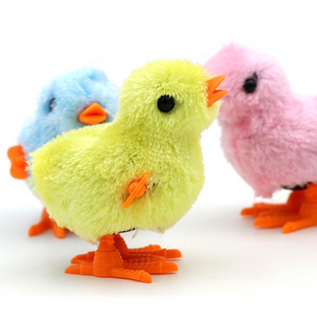 Wind-up Hopping Jumping Chicken Walking Clockwork Rooster Stuffed Plush Animal Toys[sneaky]