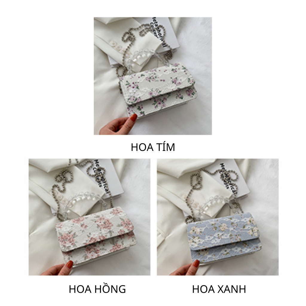 Túi xách nữ túi đeo chéo kẹp nách đẹp đeo vai xinh sang đi tiệc đi chơi Hàn Quốc cao cấp giá rẻ hoa nhí TX0014 Hana Bags