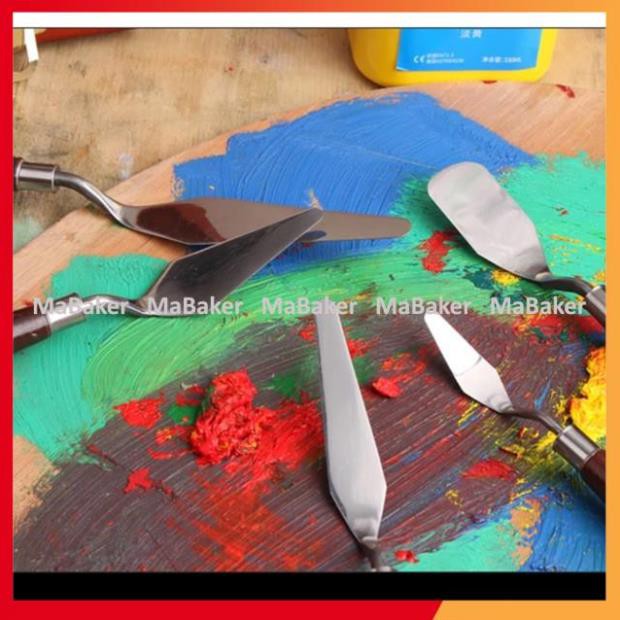 Bộ 5 chà láng mini trang trí bánh kem, làm dụng cụ vẽ tranh bằng thép không gỉ, thiết kế cao cấp - MaBaker