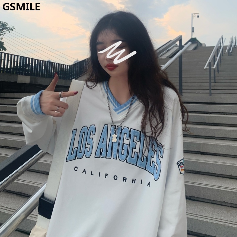 Áo Sweater  Mỏng In Màu Dài Giữa Cổ Chữ V