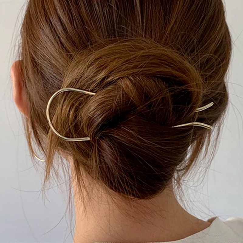 Kẹp Tóc Hình Chữ U Bằng Hợp Kim Màu Sắc Đơn Giản Phong Cách Hàn Quốc Cho Nữ