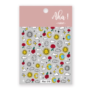 Sticker 3d mặt trăng mặt trời - hình dán móng aha! 019