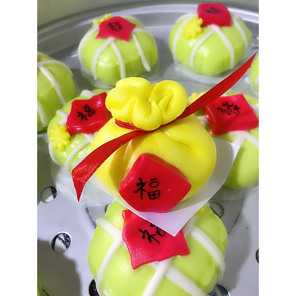 Bánh bao thần tài, túi tiền, thỏi vàng 80gam