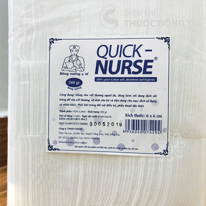 Bông gòn cắt miếng Quick Nurse 500g