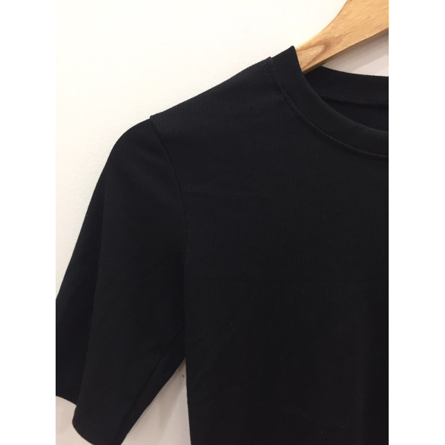 Áo croptop thun gân cổ trong cơ bản [Hình Thật + Video]