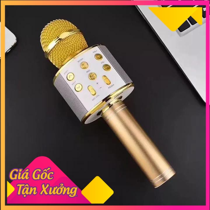 Micro Hát Karaoke kiêm loa Bluetooth Không Dây WS 858 Âm vang |GiaHuong