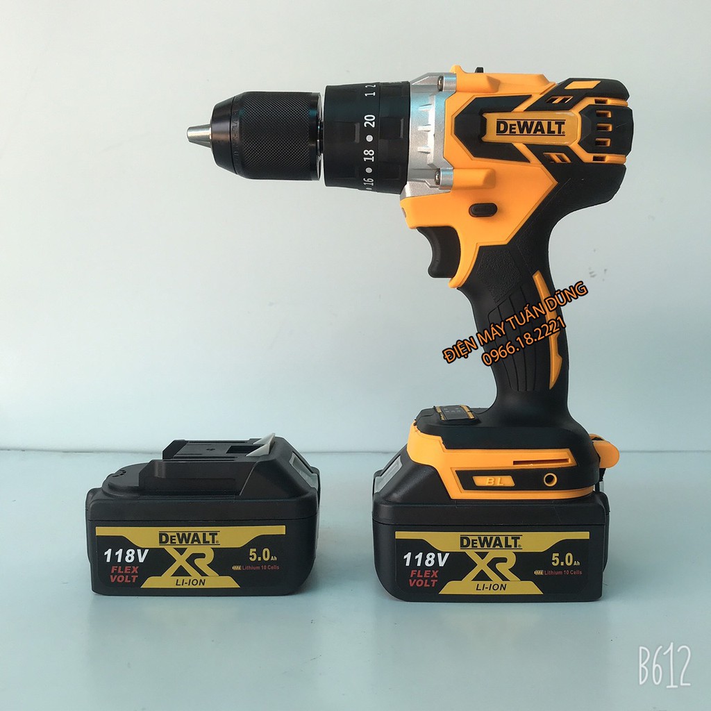 [GIÁ GỐC] Máy Khoan pin DEWALT 118V, 2 PIN, KHÔNG CHỔI THAN, 100% DÂY ĐỒNG, TẶNG ĐỦ NHƯ HÌNH [CAM KẾT CHÍNH HÃNG]