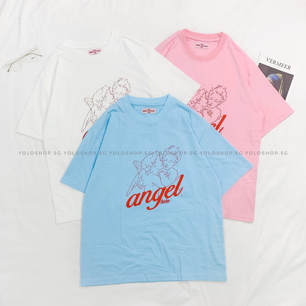 Áo thun tay lỡ ️ ANGEL ️ phông Unisex nam nữ tee oversize form rộng pull Ulzzang Streetwear Hàn Quốc vải mềm