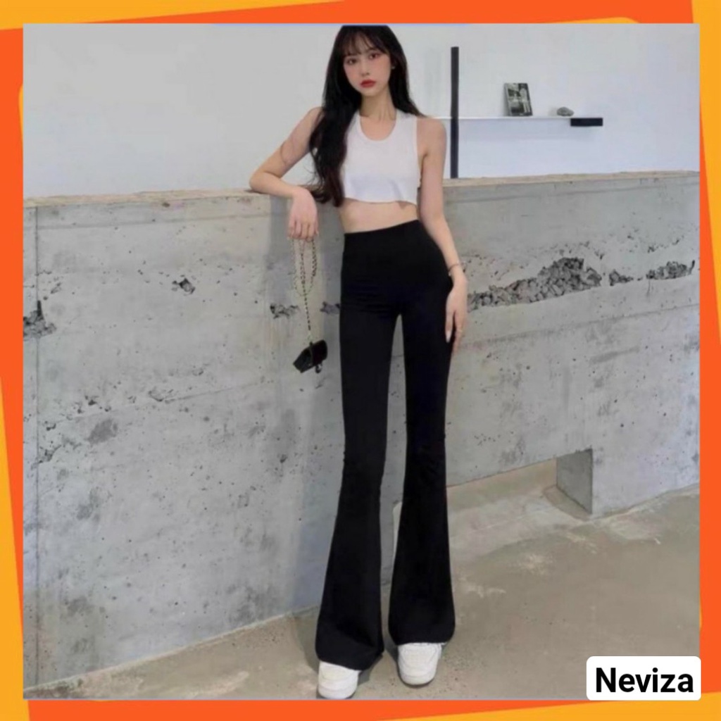 Quần legging ống loe cạp cao dáng dài chất cottong co dãn thoải mái QN612