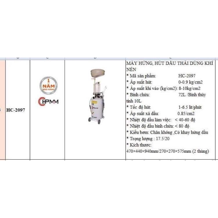 Máy hút dầu thải khí nén HPMM HC-2097