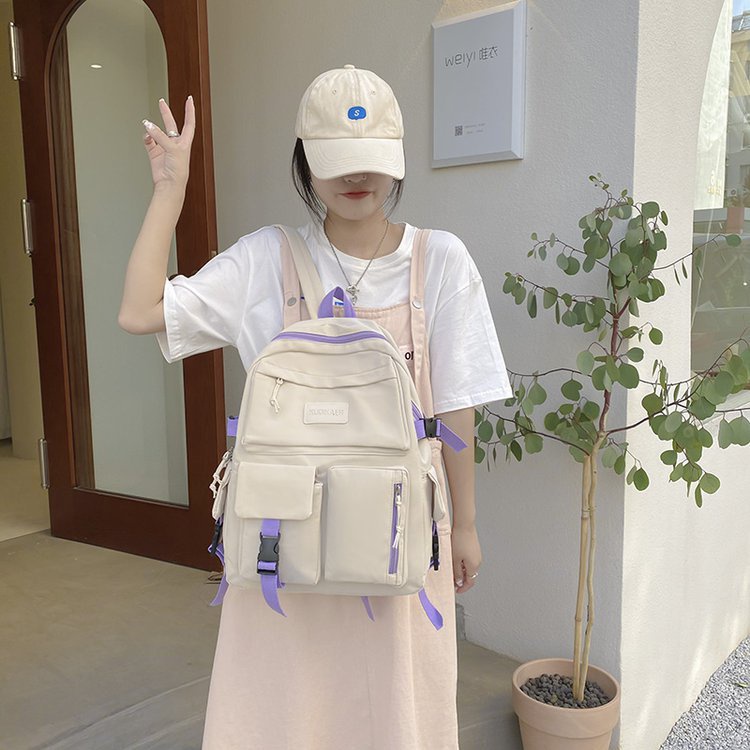 Balo ulzzang Đi Học Đi Chơi Nam Nữ Thời Trang Hàn Quốc Yiletao Nhiều Ngăn Tiện Dụng FT7225