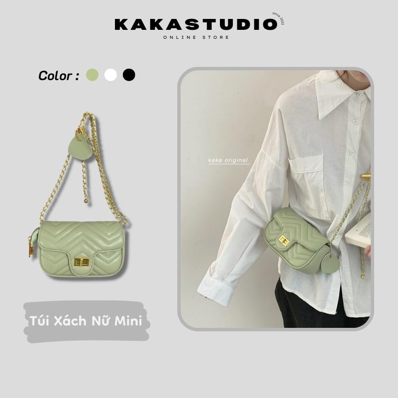 Túi xách nữ mini KAKASTUDIO túi mini đeo chéo nữ hàng đẹp dây da phối xích đi chơi thời trang phong cách Hàn Quốc