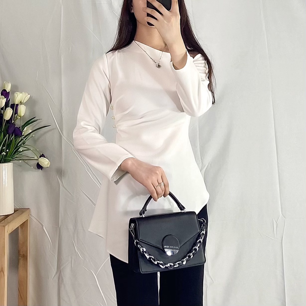 ÁO SƠ MI LỆCH VAI VẠT CHÉO
